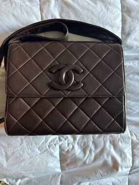 CHANEL Quilted Lambskin Flap Bag in Dark Brown with Gold Hardware